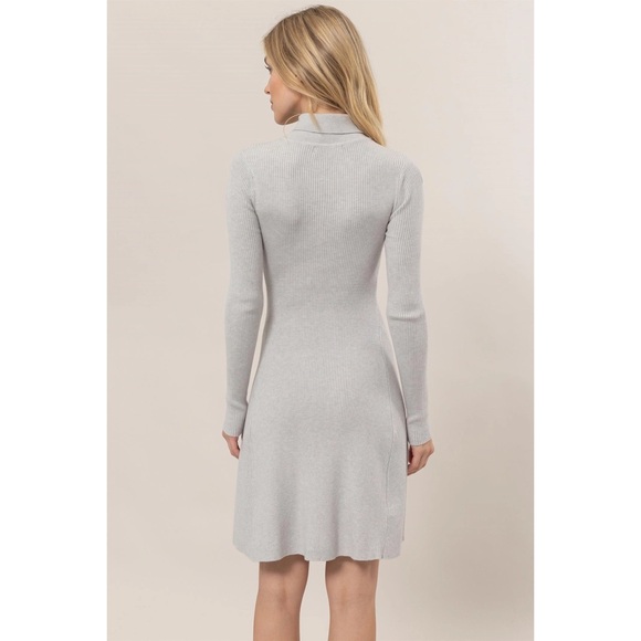 Turtleneck Gray Sweater Mini Dress NWT - Picture 4 of 7